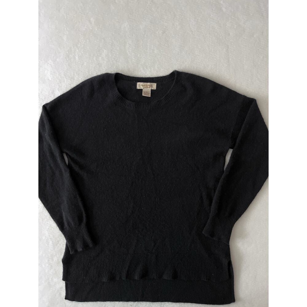 Peck & Peck Sweater Women L Black 100% Cashmere Crew Neck Tunic Knit Pullover